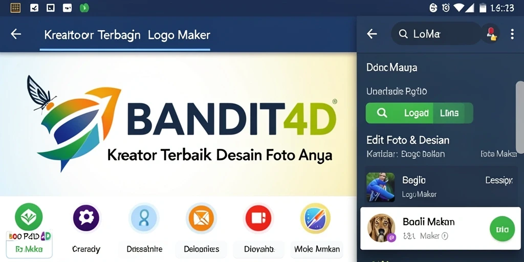 Tampilan antarmuka aplikasi BANDIT4D untuk pembuatan logo yang intuitif.